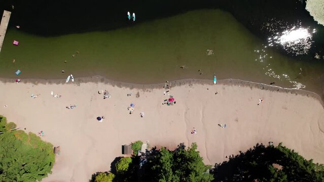 Washington State Summer Beach Activities Shot from Above by Drone