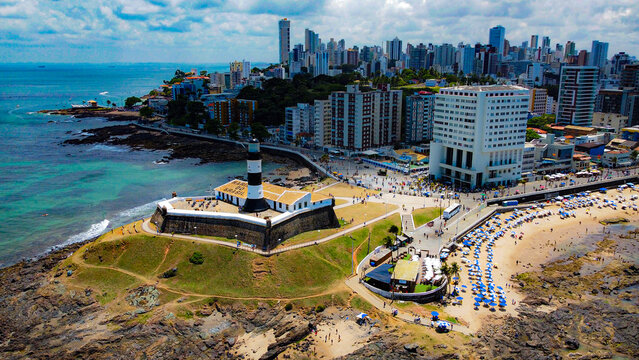 Aerial View of Farol da Barra - Salvador, Bahia, Brazil