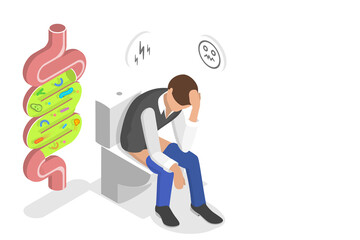 3D Isometric Flat  Conceptual Illustration of Diarrhea.