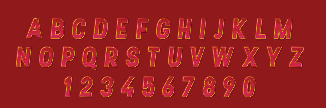 Red Font, Alphabet Letters