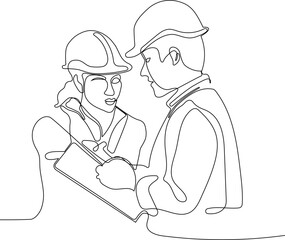 construction manager and engineer working on building site. Vector illustration