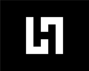 L and H in black background logo design