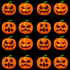 Halloween pumpkin jack o lantern  seamless pattern