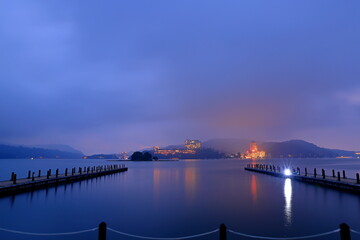 Obraz premium Xuanguang pier at Sun Moon Lake National Scenic Area, Yuchi Township, Nantou County, Taiwan