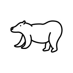 Polar bear icon for wildlife animal in black outline style