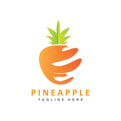 Pineapple Logo Design, Fresh Fruit Vector, Plantation Illustration, Fruit Product Brand Label