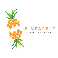 Pineapple Logo Design, Fresh Fruit Vector, Plantation Illustration, Fruit Product Brand Label