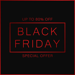 Black Friday banner or sticker for promotion, advertising, online advertising, social media, fashion advertising, market flyer, shop brochure, advert, tag, sign, label, coupon or store poster.