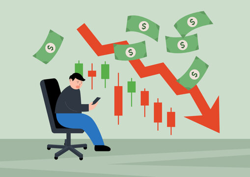 Vector illustration of a falling stock price.