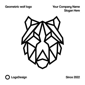 Geometric wolf head logo design vector for tattoo, emblem, logo and design element.