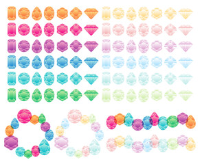 Colorful Gems icons set for web design