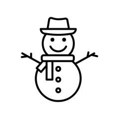 Snowman icon for winter and holiday in black outline style