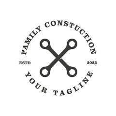 Two wrenches crossed Vintage Handyman Tools Service Repair Build Maintenance logo design