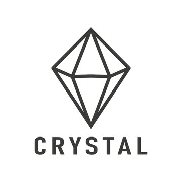 Vector logo design. Crystal logo in minimal linear style,Creative illustration of modern crystal sign logo icon vector template
