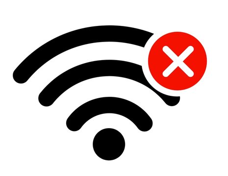 No Wifi Sign Icon, Failure Wifi Icon, Disconnected WiFi Connection