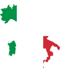 Italy Map Flag. Italian Border Boundary Country Shape Nation National Outline Atlas Flag Sign Symbol Banner. Italiana Transparent PNG Flattened JPG Flat JPEG