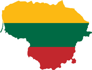 Lithuania Map Flag. Lithuanian Border Boundary Country Shape Nation National Outline Atlas Flag Sign Symbol Banner. Transparent PNG Flattened JPG Flat JPEG