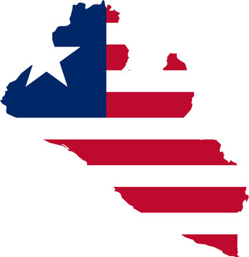Liberia Map Flag. Liberian Border Boundary Country Shape Nation National Outline Atlas Flag Sign Symbol Banner. Transparent PNG Flattened JPG Flat JPEG