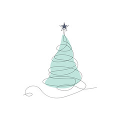 Christmas tree one line drawing