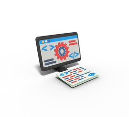 3d illustration of setting app coding