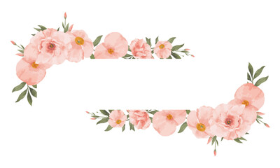 Peach Watercolor Flower Frame Background
