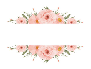 Peach Watercolor Flower Frame Background