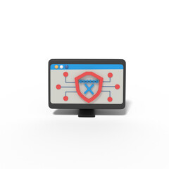 3d illustration of password security shield is wrong