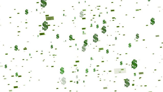 Money signs and dollar bills falling