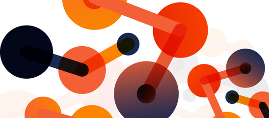 Abstract background. Round dots connected by lines. Trendy techno business template for wallpaper, banner, background or landing