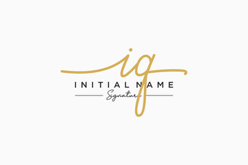 Initial IQ signature logo template vector. Hand drawn Calligraphy lettering Vector illustration.