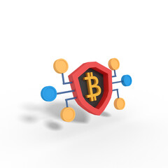 Obraz premium 3d illustration of bitcoin blockchain security