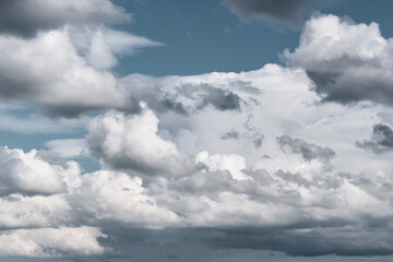 Cumulonimbus clouds in the sky. Gloomy autumn sky.