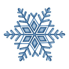 Watercolor blue snowflake.