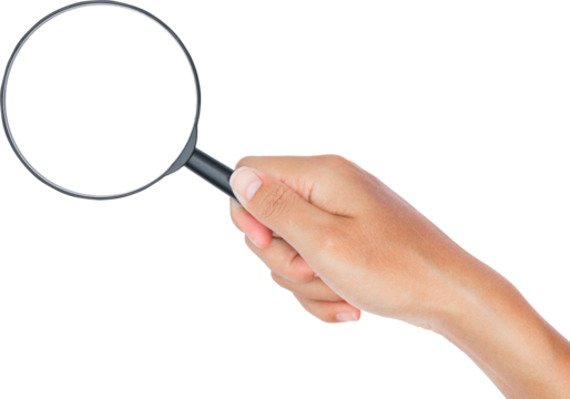 Hand with magnifying glass