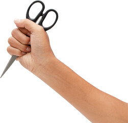 Hand holding scissors
