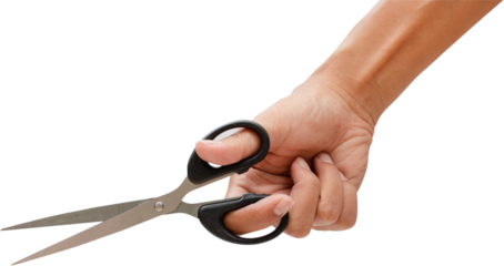 Hand holding scissors