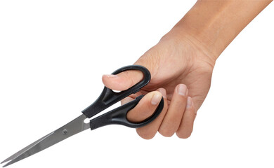 Hand holding scissors