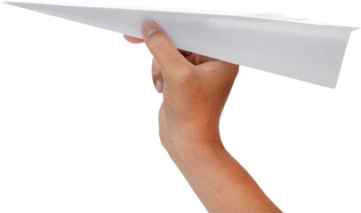 paper plane in hand - obrazy, fototapety, plakaty