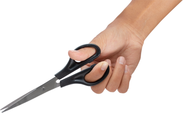 Hand holding scissors