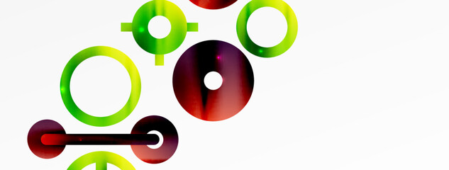 Minimal geometric abstract background. Circle, line and round shapes design. Trendy techno business template for wallpaper, banner, background or landing