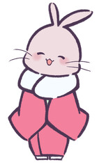 晴れ着を着てにっこり笑ううさぎ