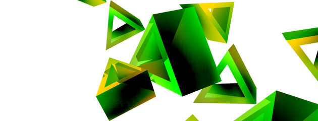 Triangle abstract background. 3d vector basic shape technology or business concept composition. Trendy techno business template for wallpaper, banner, background or landing