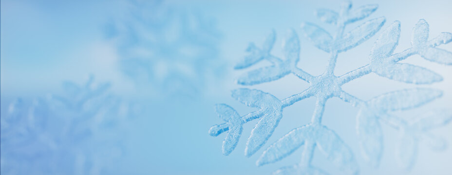 Snowflake Christmas Wallpaper. Beautiful, Frozen Winter Banner with copy-space.