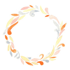 Fototapeta na wymiar Flower petal watercolor wreath for decoration on Autumn season and thanksgiving festival.