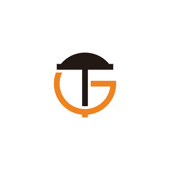 letter tg umbrella shape logo vector