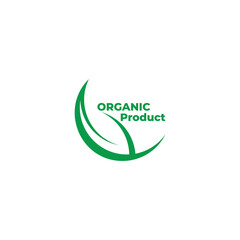 curve leaf text organic product logo decoration vector