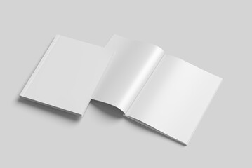 Cover and opened magazine mockup