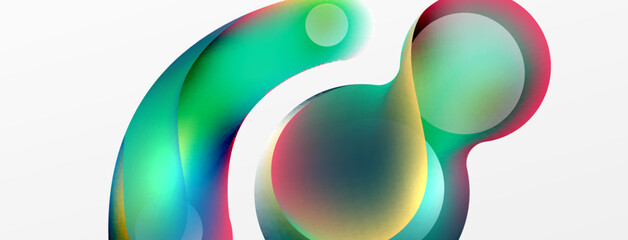 Fluid abstract background, round shapes and circle flowing design for wallpaper, banner, background or landing