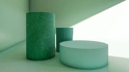 3D render, 3D representation, repodium, product stand. mock up on a pink background texture background