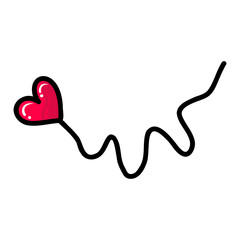 Hand drawn shape heart arrow, cute sketch line. Love doodle for wedding, mother, woman or valentines day. Vector illustration isolated. Tangled heart hand drawn with thin line, divider shape